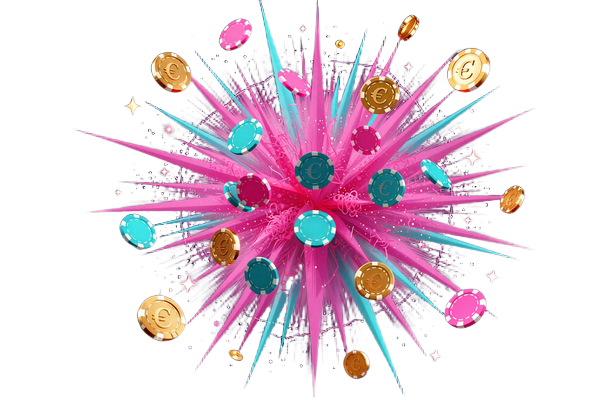 Neon Bonus-Explosion mit Casino-Chips und M&uuml;nzen bei Yep Casino